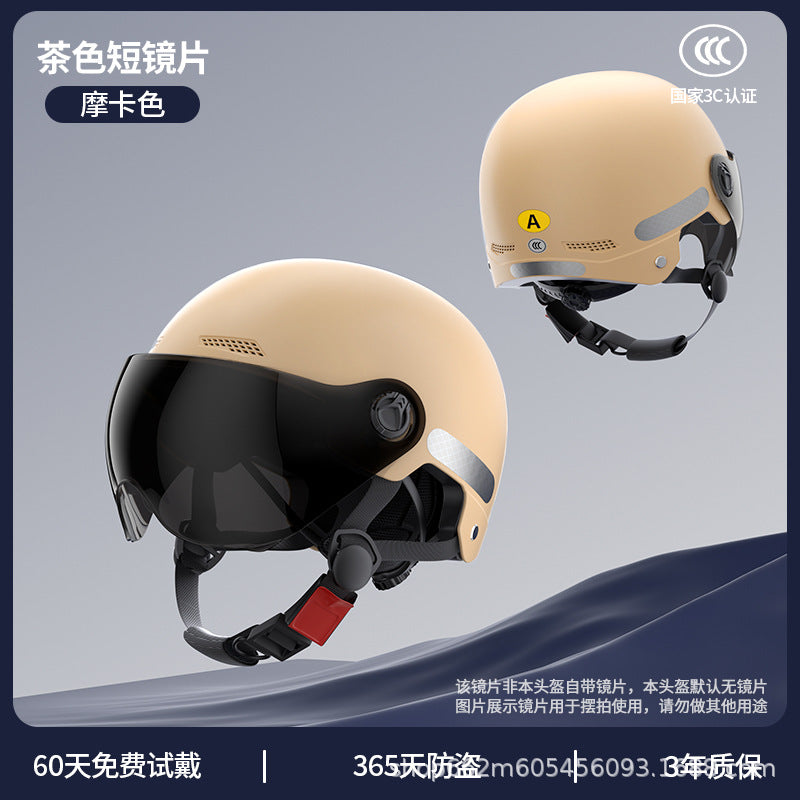 New National Standard 3C Certified Electric Vehicle Helmet for Men and Women in Summer, Lightweight Anti-Collision Half Helmet for Electric Scooters and Motorcycles