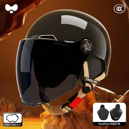 Electric Vehicle Helmet for Women, Sun Protection, 3C Certified, Suitable for All Seasons, Winter Warmth, Battery Motorcycle Safety Helmet for Men