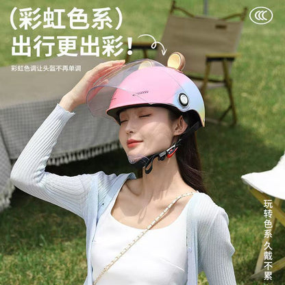 Ad Factory 3C Certified Electric Vehicle Helmet Men's and Women's Couple Helmet All-Season Motorcycle Summer Sun Protection Half Helmet