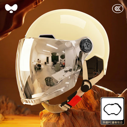 Electric Vehicle Helmet for Women, Sun Protection, 3C Certified, Suitable for All Seasons, Winter Warmth, Battery Motorcycle Safety Helmet for Men