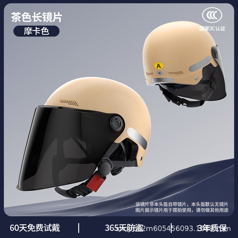 New National Standard 3C Certified Electric Vehicle Helmet for Men and Women in Summer, Lightweight Anti-Collision Half Helmet for Electric Scooters and Motorcycles