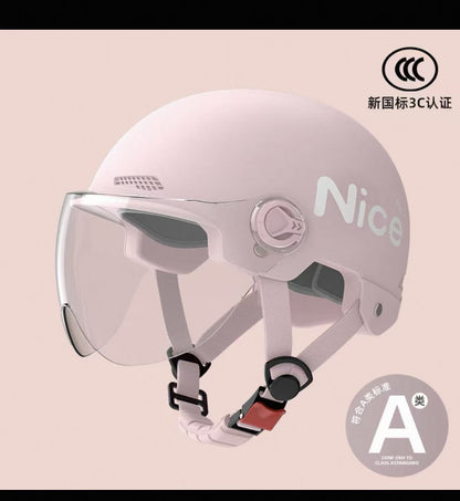 New National Standard 3C Certified Electric Vehicle Helmet for Men, Summer, Women's Battery Motorcycle Half Helmet, Lightweight Anti-Collision Helmet