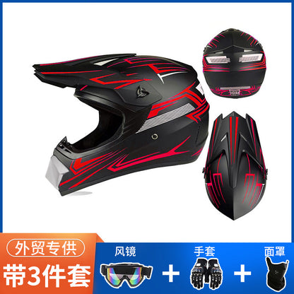 Off-Road Helmet Dot Certified Atv Helmet Cycling Mountain Bike Kart Helmet Three-Piece Set Motorcycle