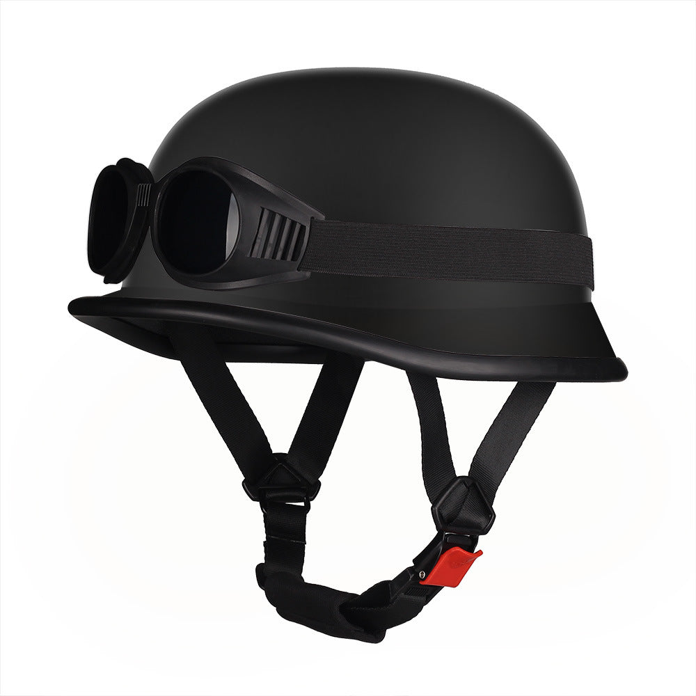 German Cruise Retro Half Helmet Women's Pedal Men's Motorcycle Helmet Locomotive Scoop Helmet 3c Standard Private Helmet with Glasses