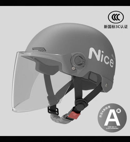 New National Standard 3C Certified Electric Vehicle Helmet for Men, Summer, Women's Battery Motorcycle Half Helmet, Lightweight Anti-Collision Helmet