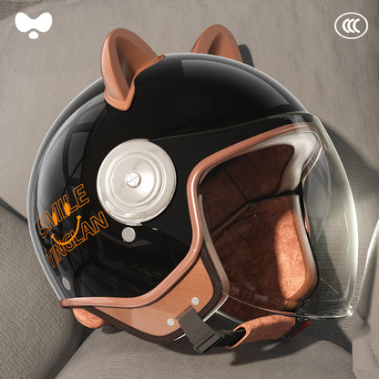 Cute Winter Warm Motorcycle Helmet for Children, Parent-Child Electric Bike Helmet for Girls, 3C Certified, Boys' Safety Helmet