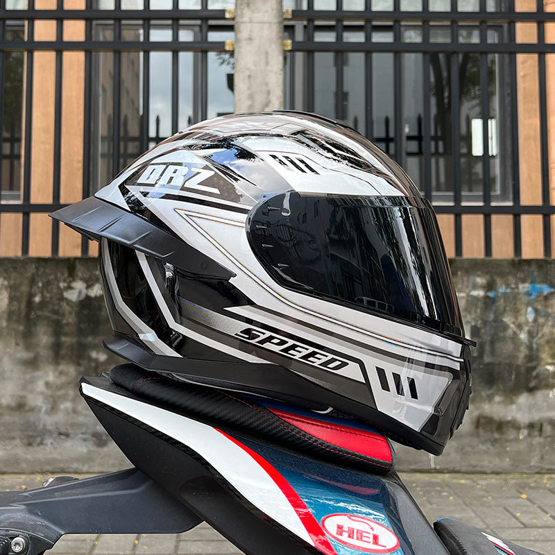 Orz3C Certified Motorcycle Helmet Men's and Women's Dual-Lens Full-Face Helmet Summer Personalized Tail Bluetooth Semi-Full Coverage