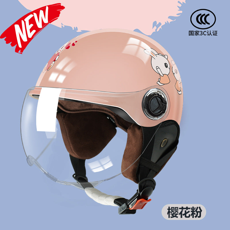 3C Certified Motorcycle Helmet Summer Collision Avoidance for Boys and Girls Aged 6-14 Four Seasons Universal Electric Vehicle Safety Helmet