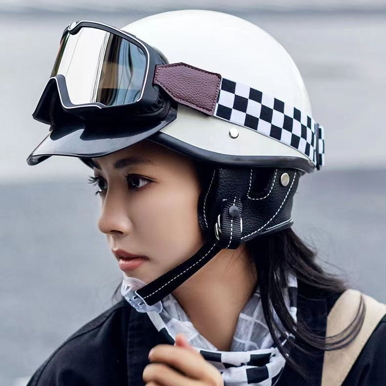 Retro Helmet Motorcycle Half Helmet 3C National Standard Summer Women's Men's Motorcycle Helmet Electric Vehicle Japanese Safety Helmet