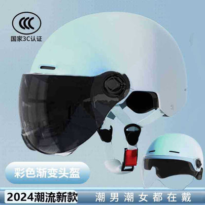 Electric Motorcycle Helmet Men's and Women's Safety Hat Autumn and Winter Four Seasons Battery Car Riding Half Helmet