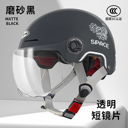 3C Certified Summer Electric Vehicle Motorcycle Helmet for Men and Women, Battery Vehicle, Universal Summer Half Helmet for All Seasons