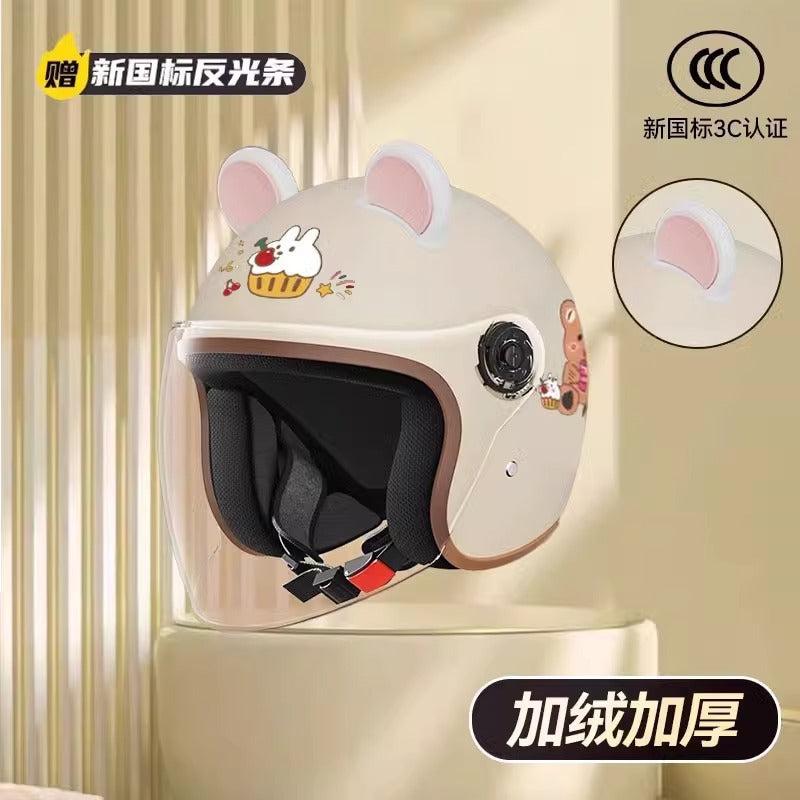 helmet 3c certification electric car men and women four seasons universal battery motorcycle safety helmet winter warm half helmet