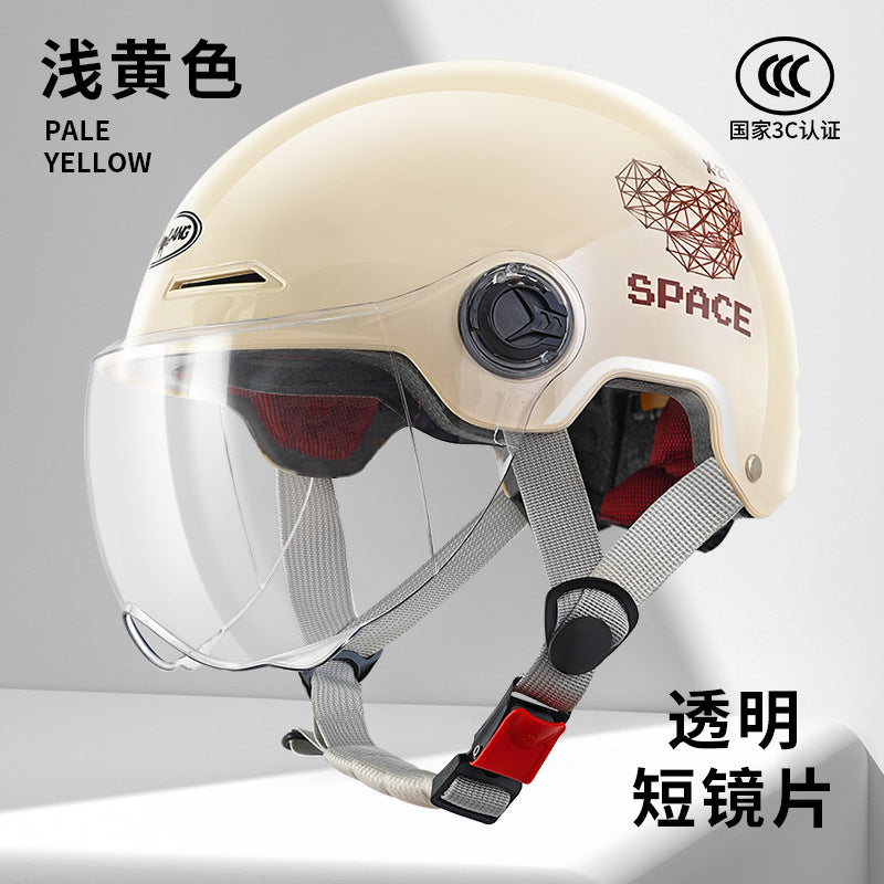 3C Certified Summer Electric Vehicle Motorcycle Helmet for Men and Women, Battery Vehicle, Universal Summer Half Helmet for All Seasons