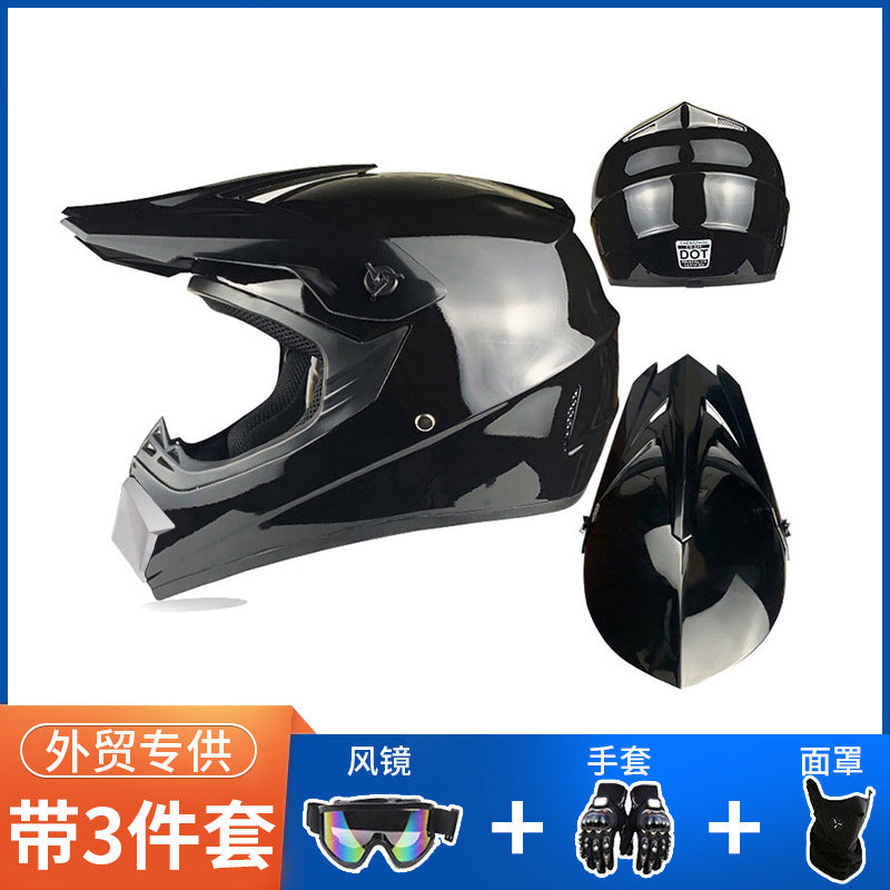 Off-Road Helmet Dot Certified Atv Helmet Cycling Mountain Bike Kart Helmet Three-Piece Set Motorcycle