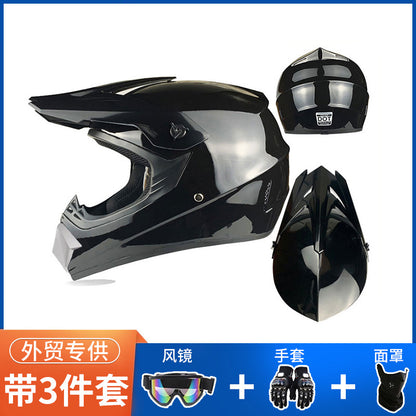 Off-Road Helmet Dot Certified Atv Helmet Cycling Mountain Bike Kart Helmet Three-Piece Set Motorcycle