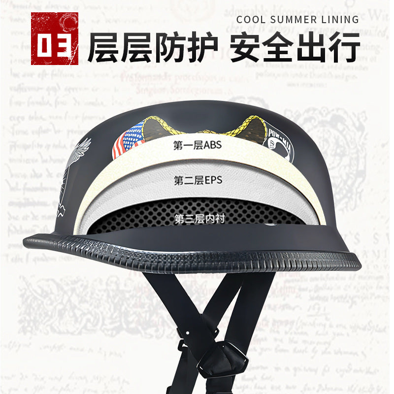 Cross-Border Exclusive Dot German-Style Soldier Helmet, Vintage Helmet, Scooter Cruiser Half Helmet, Unisex, Dot Certified