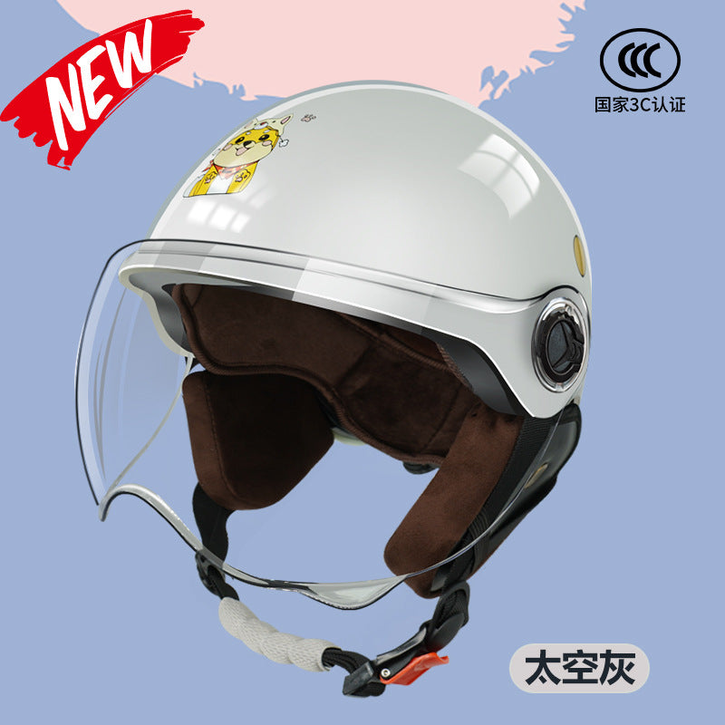 3C Certified Motorcycle Helmet Summer Collision Avoidance for Boys and Girls Aged 6-14 Four Seasons Universal Electric Vehicle Safety Helmet