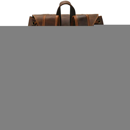 Vintage Crazy Horse Leather Backpack with Large Capacity