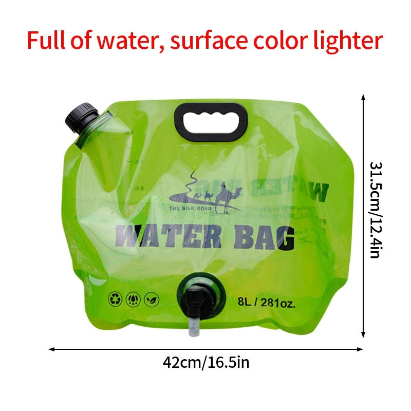 Camping Foldable Water Bag with Bottle Tap 8L Outdoor Hiking Water Bucket Bag Large Capacity Water Container Camping Supplies