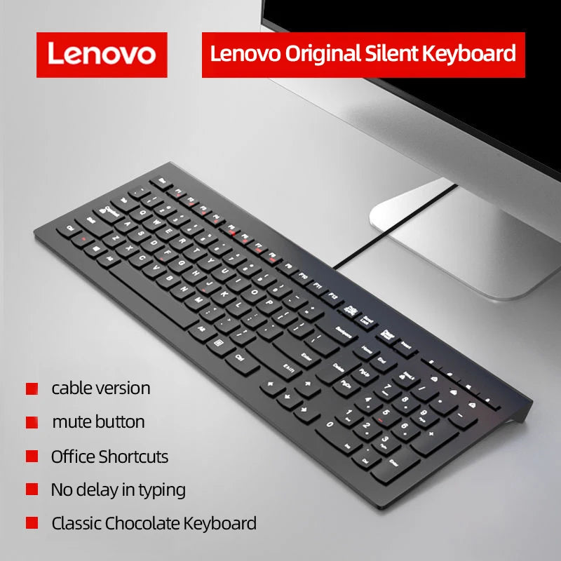 Lenovo Wired Keyboard with Red Trackpoint, USB Plug & Play, Scissor Switch Keys for Business Office Laptop Desktop