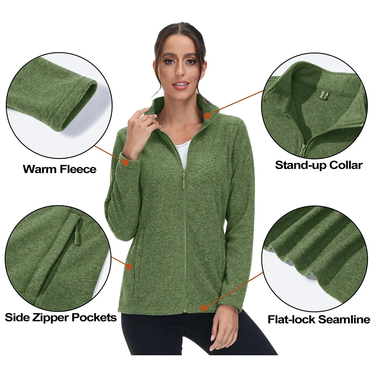 MAGCOMSEN Lightweight Women's Fleece Jackets Womens Athletic Warm Sweatshirts Casual Turtleneck Sweater Coat Sports Tops
