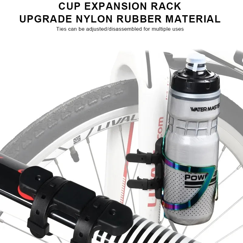 Bicycle Water Bottle Holder Adaptor 5 Colors Silicone Bottle Cage Strap Seatpost Fork Frame Multi Location Mounting Bike Parts