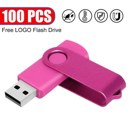 100Pcs/lot USB 2.0 Flash Drive 4GB 8GB Pen Drive 128M Usb Sticks 1GB 2G Pendrives 16GB Memory Flash 32GB U Disk Free Custom Logo