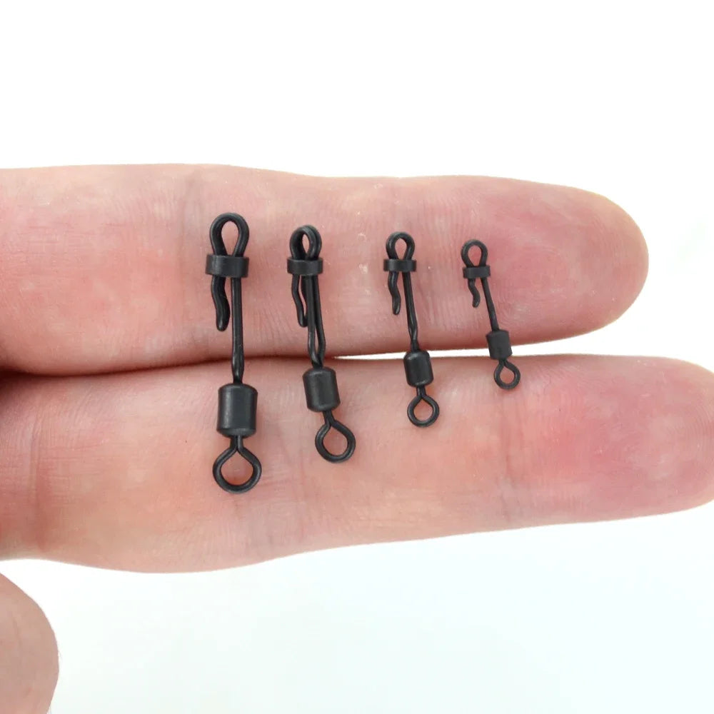 Hirisi 10pcs Quick Change Swivel With Clam Lock Clip For Carp Fishing Terminal Tackle Freshwater Fishing Accessories