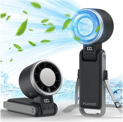 Portable Fan: 60°F Ice Cooling, Up to 12Hrs Runtime, 25550RPM Powerful Motor, 5 Speeds, Hand/Neck/Desk 3-in-1, Rechargeable
