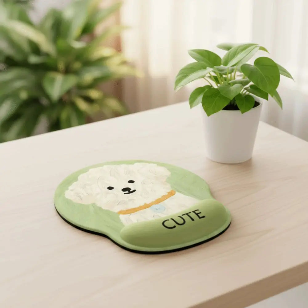 Cute Cartoon Mouse Pad with Wrist Rest Anti-Slip Rubber Puppy Mouse Pad HD Printing Cute Wrist Rest Pad Desktop Setup