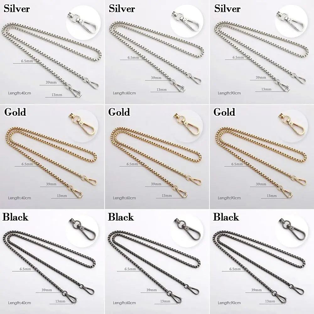 40/60/90cm Metal Chain Shoulder Bag Strap Handbag Handles DIY Purse Replacement Long Beaded Chain Shoulder Bag Straps Chain Belt