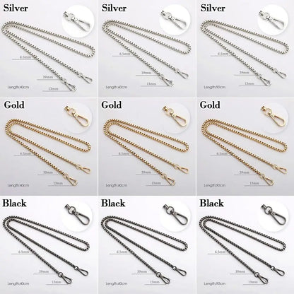 40/60/90cm Metal Chain Shoulder Bag Strap Handbag Handles DIY Purse Replacement Long Beaded Chain Shoulder Bag Straps Chain Belt