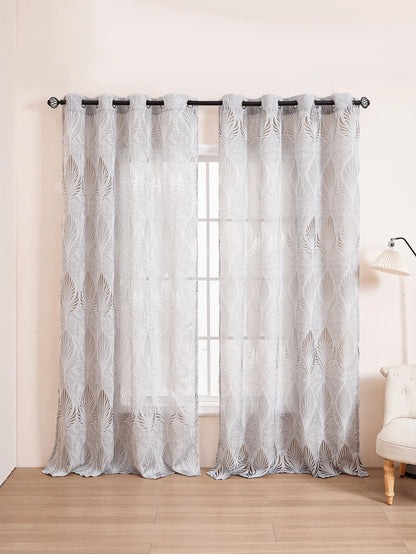 White GREY Embroidered European Style Thickened High-end Curtains for Bedroom Transparent Tulle for Living Room,Grommet Top,