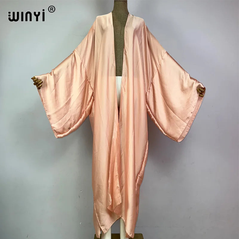 WINYI kimono boho monocolour kaftans beach wear Elegant купальник Holiday beach outfits for women cover ups comfortable dress