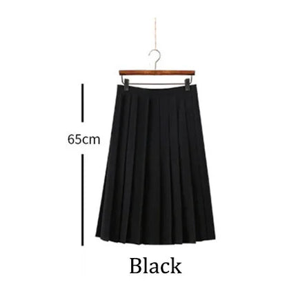 Black / Dark Blue Women Pleated Skirts Short Long Girl Women Summer High Waist Japanese JK Skirts Fashion Student Uniform Skirt