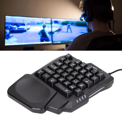 35 Keys Gaming Keyboard Black One Handed Gaming Keyboard Anti Slip Design Three Colors Backlight for Mobile Games for Computer