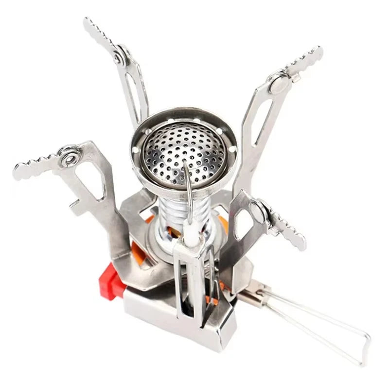 Portable Ultra Light Aluminum Alloy Camping Gas Stove, Mini Outdoor Butane Cooker for Picnic Backpacking Survival Cooking