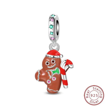 Original 925 Sterling Silver Charms Beads Winter Snowflake Snowman Igloo Penguin Pendant Fit Bracelet Women Jewelry Gift