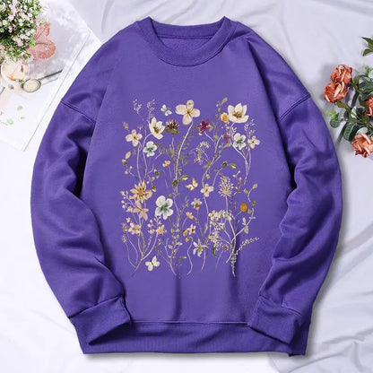 Beautiful Flower Clusters Printed Sweatshirt Women Harajuku Comfortable Hooded Fashion Soft Hoodies Autumn Fleece Warm Clothes