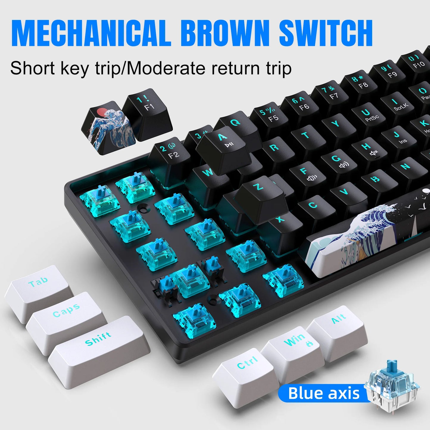60% Gaming Mechanical Keyboard Ultra Compact Mini 61 Key with Blue Switches Game Keyboard Anti-Ghosting Keys