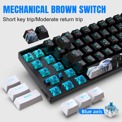 60% Gaming Mechanical Keyboard Ultra Compact Mini 61 Key with Blue Switches Game Keyboard Anti-Ghosting Keys