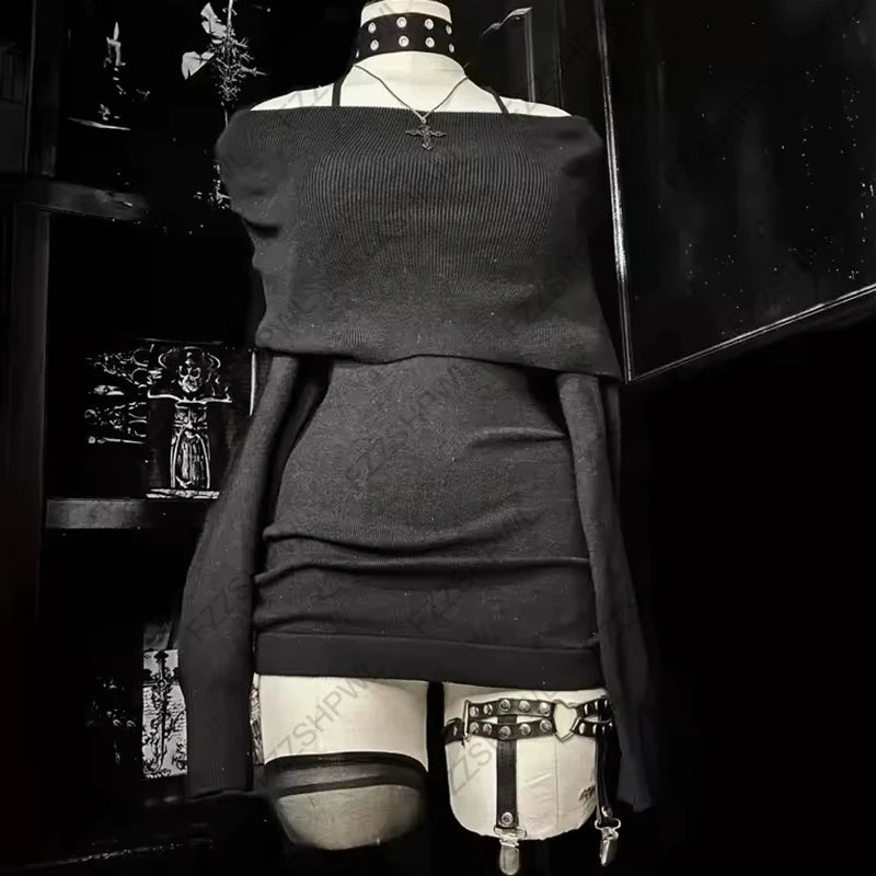 Sexy Punk Y2K Dress Aesthetics Graphic Print Unique Grunge Hip Hop Braces skirt Summer Cool Goth Streetwear A-line skirt Fashion
