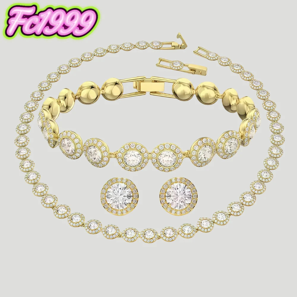 Top selling Round Jewelry Set, charms Earrings,Bracelet,Necklace, For Daily, Party, And Banquet Decor Wedding jewelry