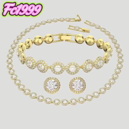 Top selling Round Jewelry Set, charms Earrings,Bracelet,Necklace, For Daily, Party, And Banquet Decor Wedding jewelry