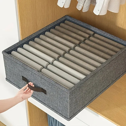 Foldable Storage Organizer 24 Compartments Portable Box for Clothes Accessories Closet Drawer Organization Gray Fabric