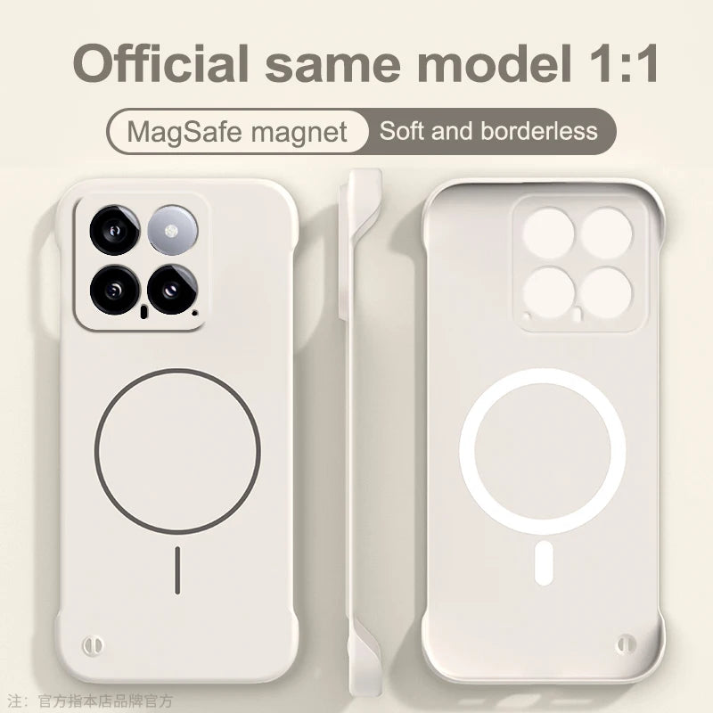 For Magsafe Frameless Magnetic Wireless Charging Phone Case For XIAOMI 14 13 13T 12 12X 11 15S 15 Pro Ultra Slim Hard Back Cover