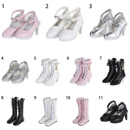 Dolls Accessories PU Leather Dolls Shoes Handmade Fashion Doll High Boots Cute Mini Doll High-heeled Shoes 1/3 BJD