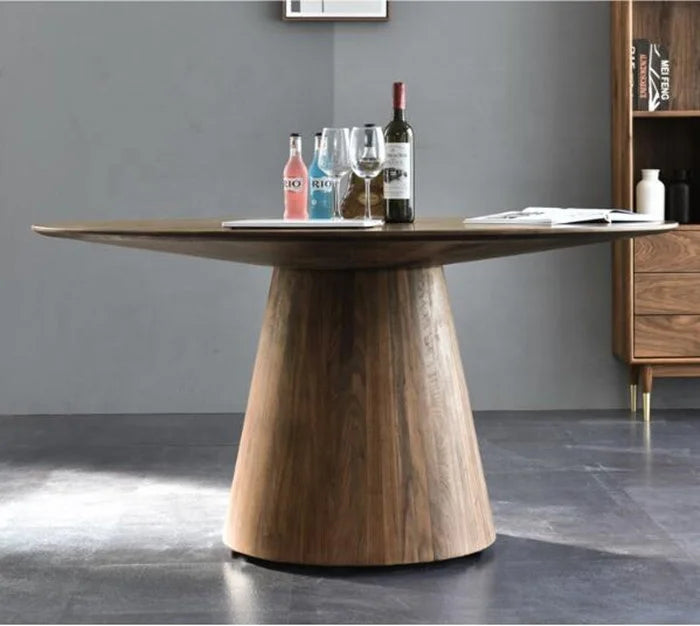 dining room furniture solid wood walnut veneer Round Pedestal Dining Table