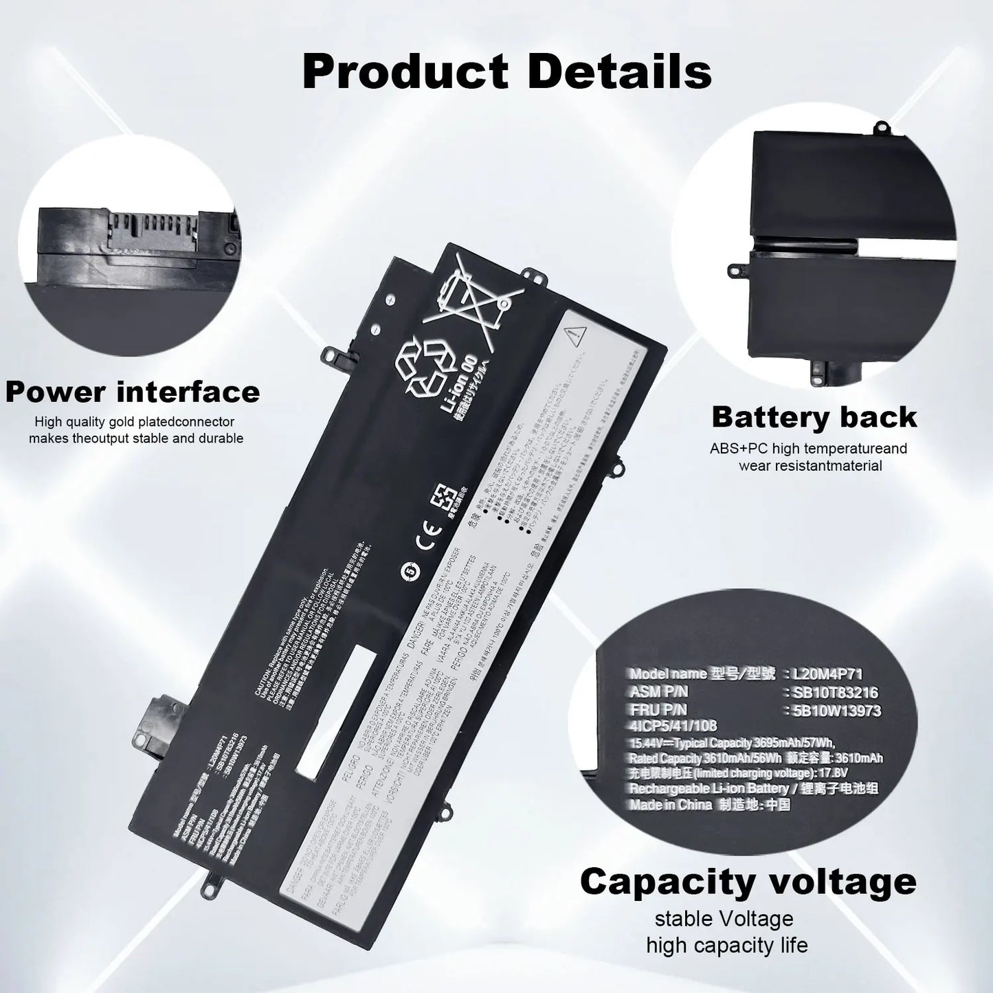 New LaptopBattery L20M4P71 For Lenovo ThinkPad X1 Carbon 9th Gen 10th Gen X1 Yoga 6th 7th Gen 2021 Series  L20D4P71 L20L4P71