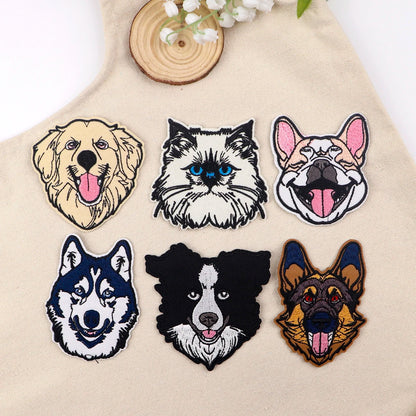 Cute Pet Dogs Patches On Clothes Animals Embroidered Patches Cartoon Cat Badges Iron On Patch DIY Clothing Accessories